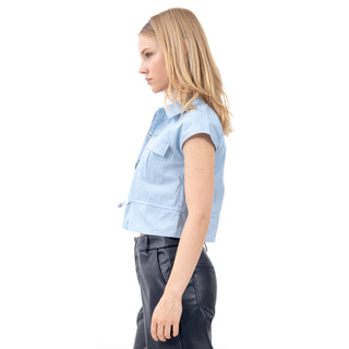 Blusa Fashion Sin Mangas Con Bolsas Al Frente{