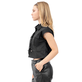 Blusa Fashion Sin Mangas Con Bolsas Al Frente{