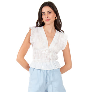 Blusa Fruncida Sin Mangas