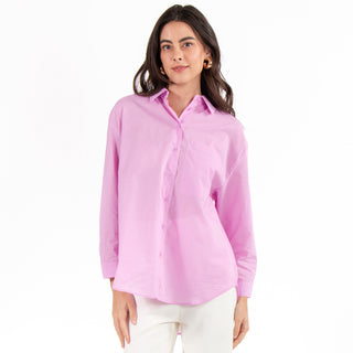 Blusa Camisera Con Estilo Relajado