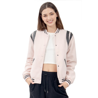 Chamarra Contrast Bomber Pu Jacket