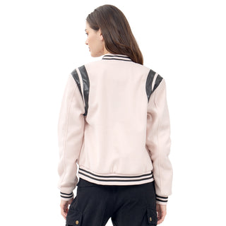 Chamarra Contrast Bomber Pu Jacket