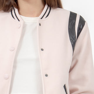 Chamarra Contrast Bomber Pu Jacket