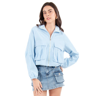 Chamarra Corta Rompevientos Con Bolsas