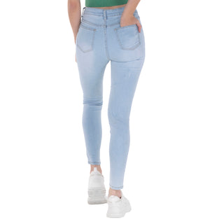 Jeans High Waist Con Destrucción