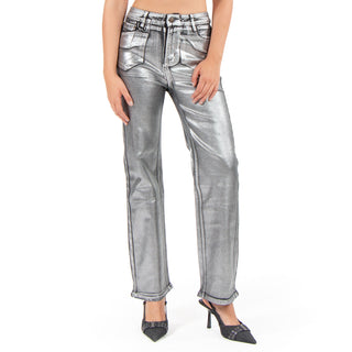 Jeans Metalico Con Fit Straight