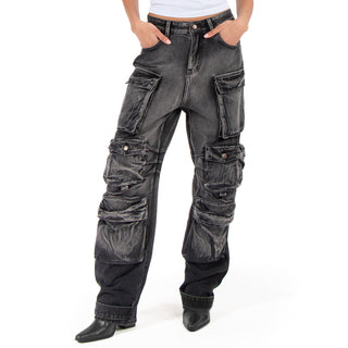 Jeans De Denim Con Bolsas Cargo