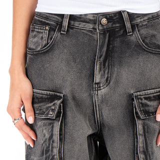 Jeans De Denim Con Bolsas Cargo