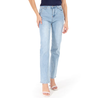 Jeans De Denim Con Fit Straight Y Deslavado