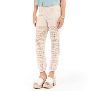 Pantalón Jogger Con Tejido Crochet