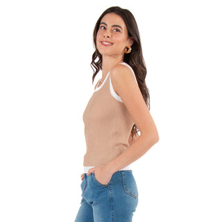 Top Tejido Con Contraste