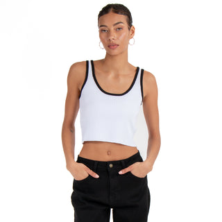 Crop Top De Verano Con Rib Y Contraste