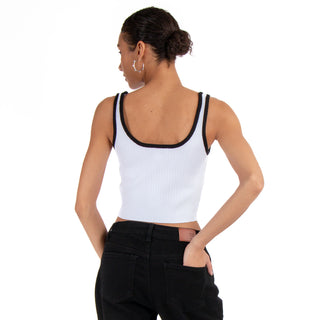 Crop Top De Verano Con Rib Y Contraste