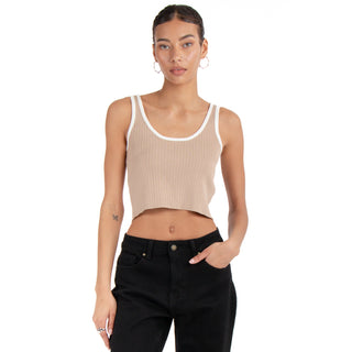 Crop Top De Verano Con Rib Y Contraste