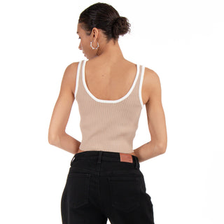 Crop Top De Verano Con Rib Y Contraste