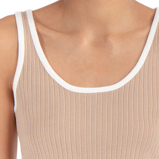 Crop Top De Verano Con Rib Y Contraste