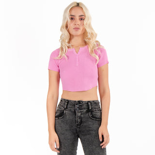 Playera Corta Henley Estilo De Verano