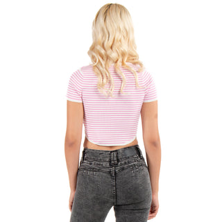 Playera Manga Corta A Rayas Con Rib