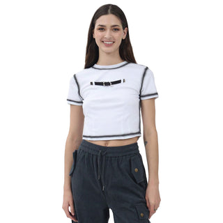 Playera Fashion Con Contraste Y Estampado