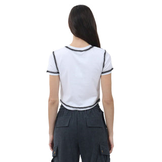 Playera Fashion Con Contraste Y Estampado