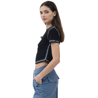 Playera Fashion Con Contraste Y Estampado