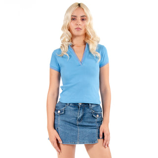 Playera Polo Y Cuello Rib Con Contrastes