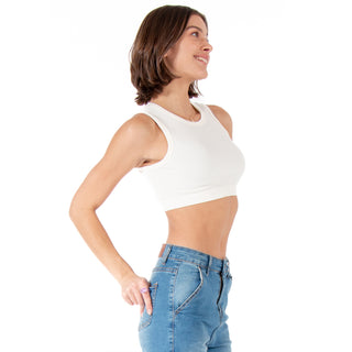 Crop Top Ajustado Y Cuello Con Rib