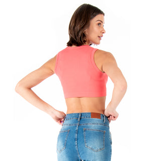 Crop Top Ajustado Y Cuello Con Rib