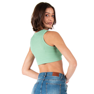 Crop Top Ajustado Y Cuello Con Rib