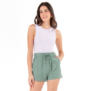 Body Básico De Nylon Con Cuello Rendondo