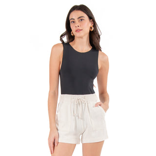 Body Básico De Nylon Con Cuello Rendondo