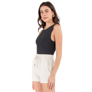 Body Básico De Nylon Con Cuello Rendondo