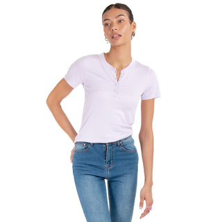 Playera Con Rib Y Botones Al Frente