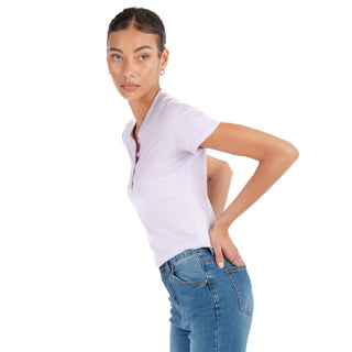 Playera Con Rib Y Botones Al Frente