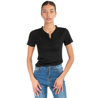 Playera Con Rib Y Botones Al Frente