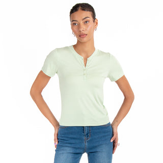 Playera Con Rib Y Botones Al Frente