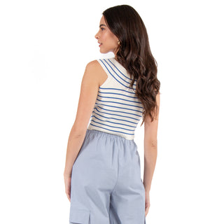 Top De Punto A Rayas Con Cuello Barco