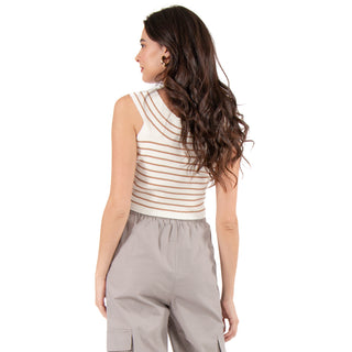 Top De Punto A Rayas Con Cuello Barco