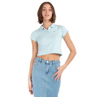 Blusa Cropped Con Cuello Polo
