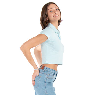 Blusa Cropped Con Cuello Polo