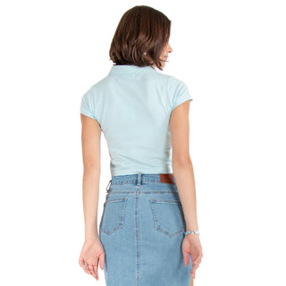 Blusa Cropped Con Cuello Polo