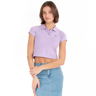 Blusa Cropped Con Cuello Polo