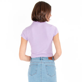 Blusa Cropped Con Cuello Polo