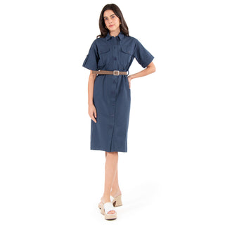 Vestido Cómodo Con Botones Fashion