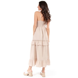 Maxivestido Con Tirantes Y Fruncido A Los Costados