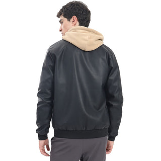 CHAMARRA PARA HOMBRE DE PU BOMBER CUELLO RIB A RAYAS FOREVER 21