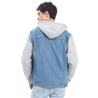 CHAMARRA PARA HOMBRE DENIM CON MANGAS DE FELPA FOREVER 21