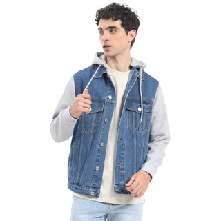 CHAMARRA PARA HOMBRE DENIM CON MANGAS DE FELPA FOREVER 21