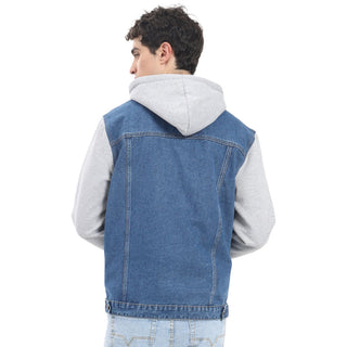 CHAMARRA PARA HOMBRE DENIM CON MANGAS DE FELPA FOREVER 21