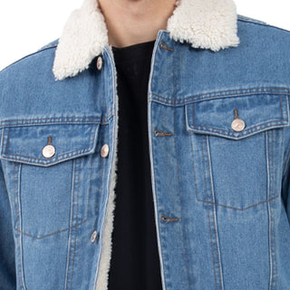 CHAMARRA PARA HOMBRE DENIM JACKET WITH SHERPA FOREVER 21